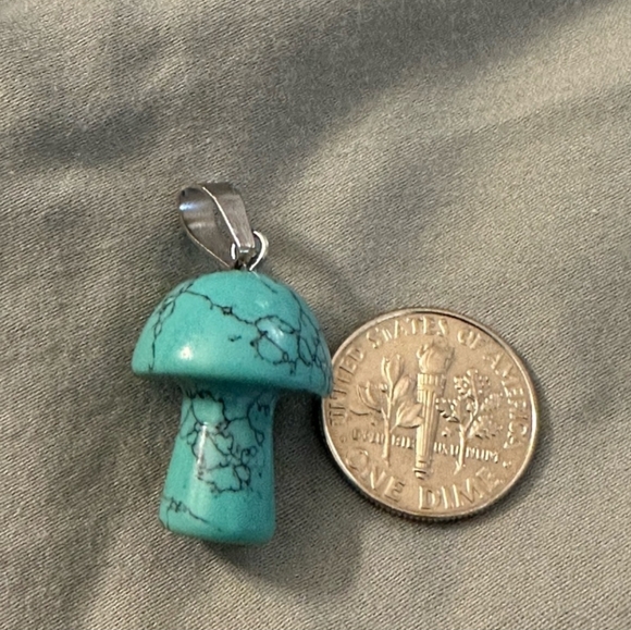 Adorable Turquoise Mini Mushroom Pendant - Picture 2 of 2
